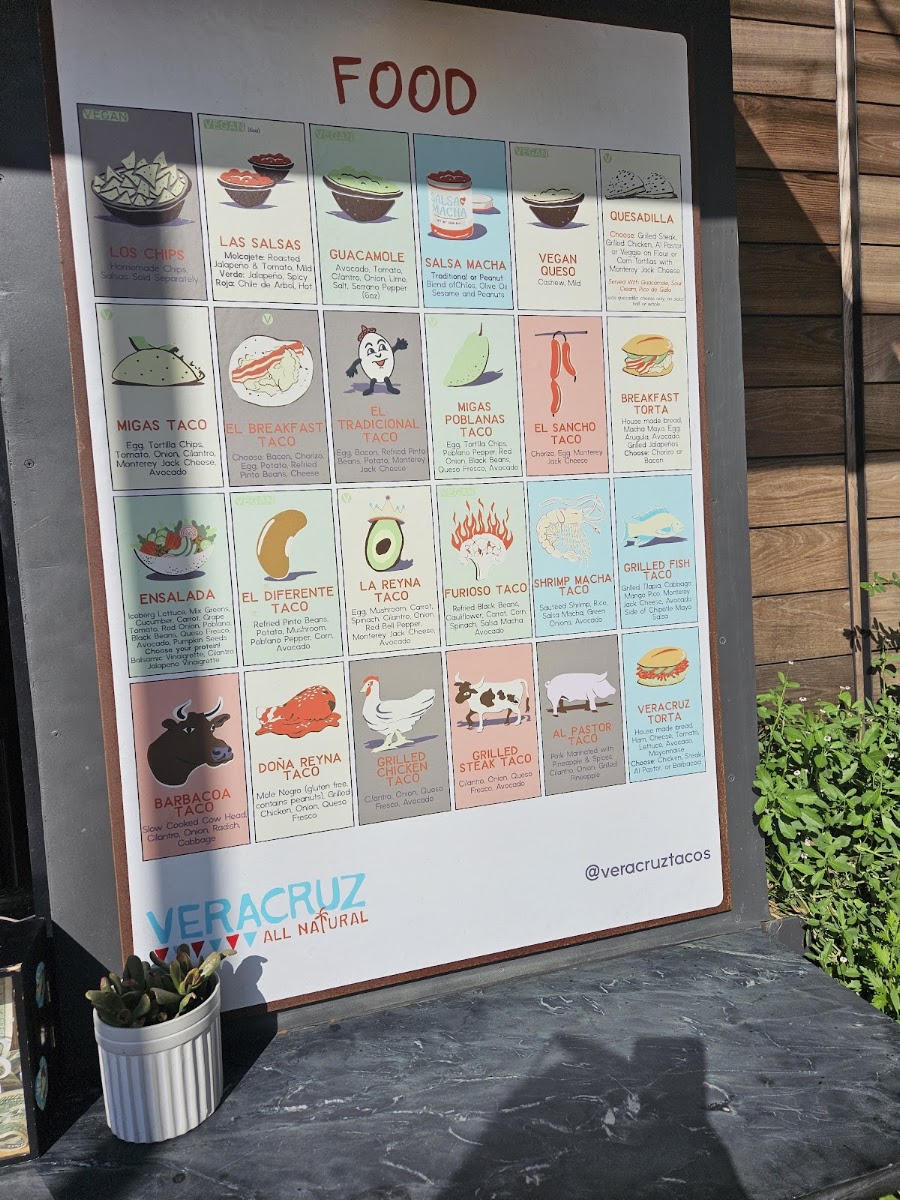 Veracruz All Natural menu board