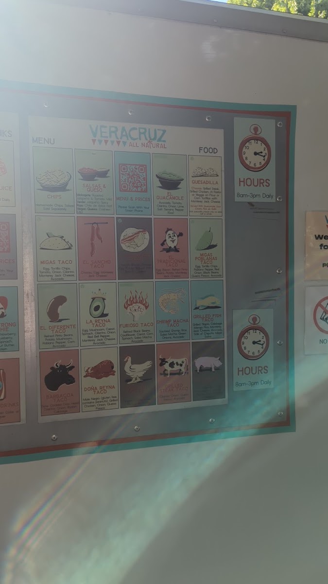 Veracruz All Natural menu board