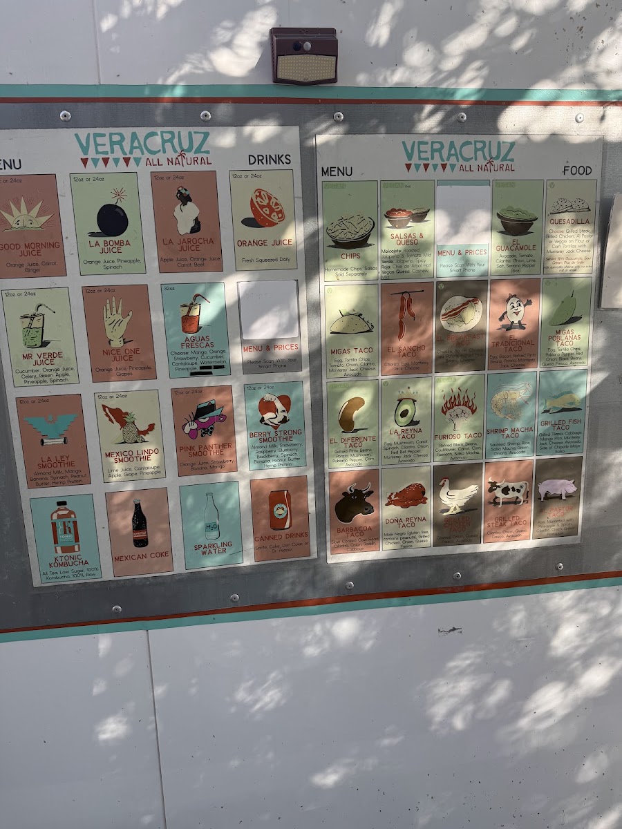 Veracruz All Natural menu board