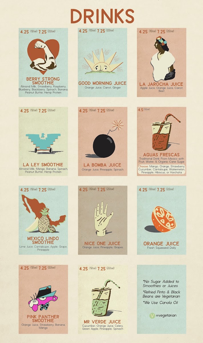 Veracruz All Natural menu board