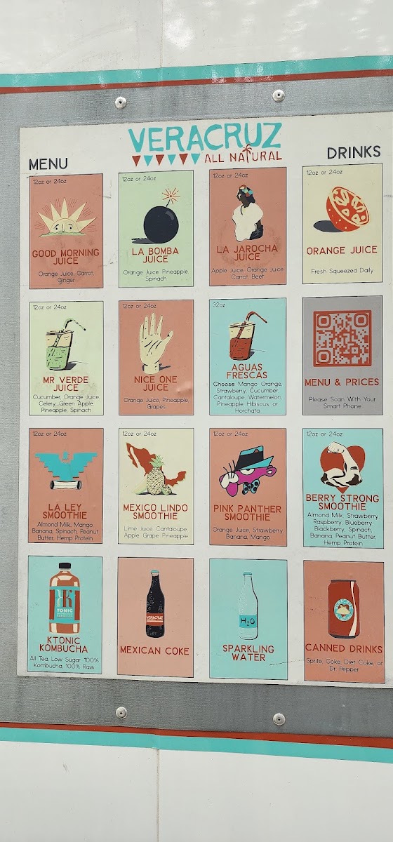 Veracruz All Natural menu board