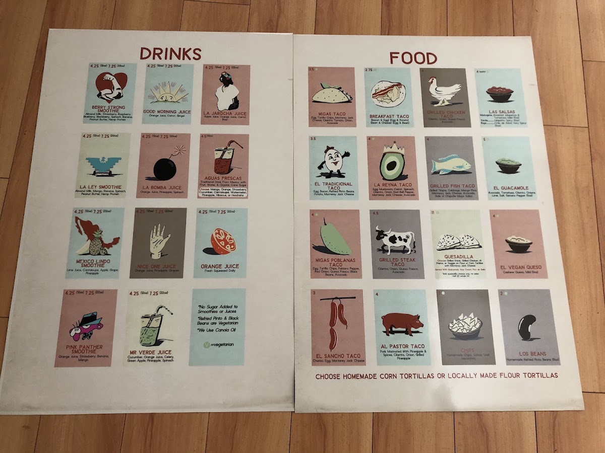 Veracruz All Natural menu board