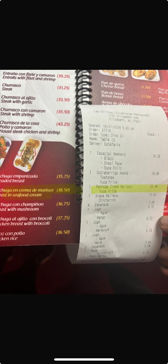 Las Ollitas Colombianas menu board