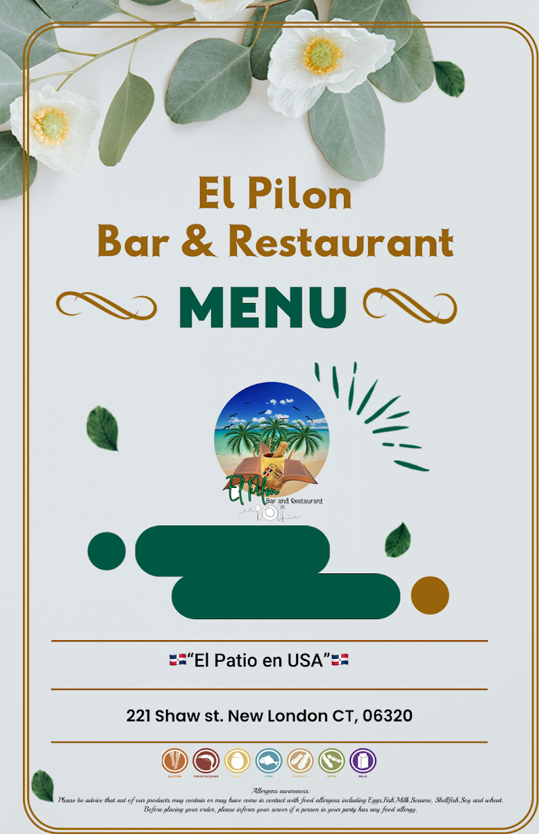 El Pilón Bar & Resturant menu board