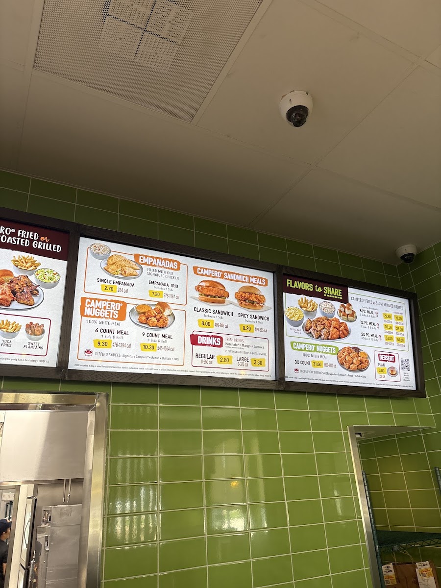 Pollo Campero menu board