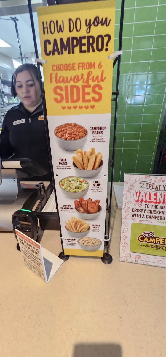 Pollo Campero menu board