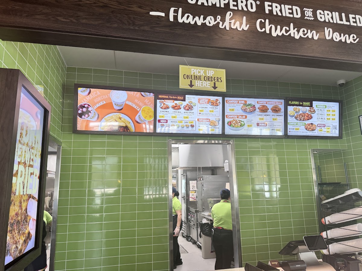 Pollo Campero menu board
