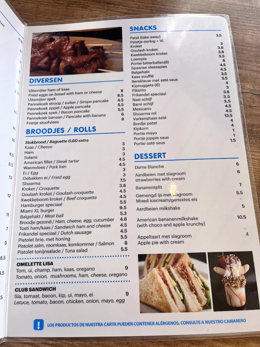 Eetcafe Lisa menu board