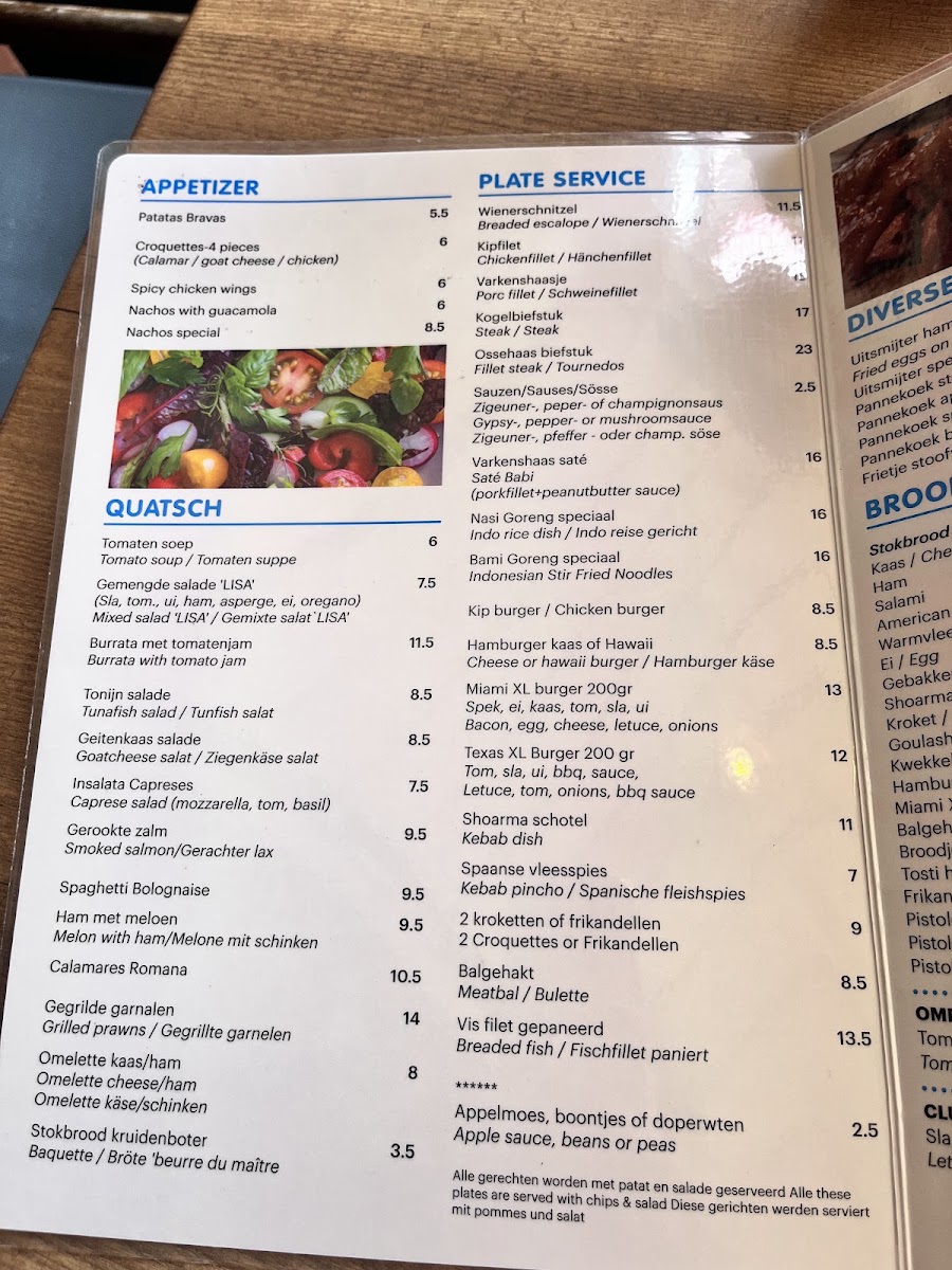 Eetcafe Lisa menu board