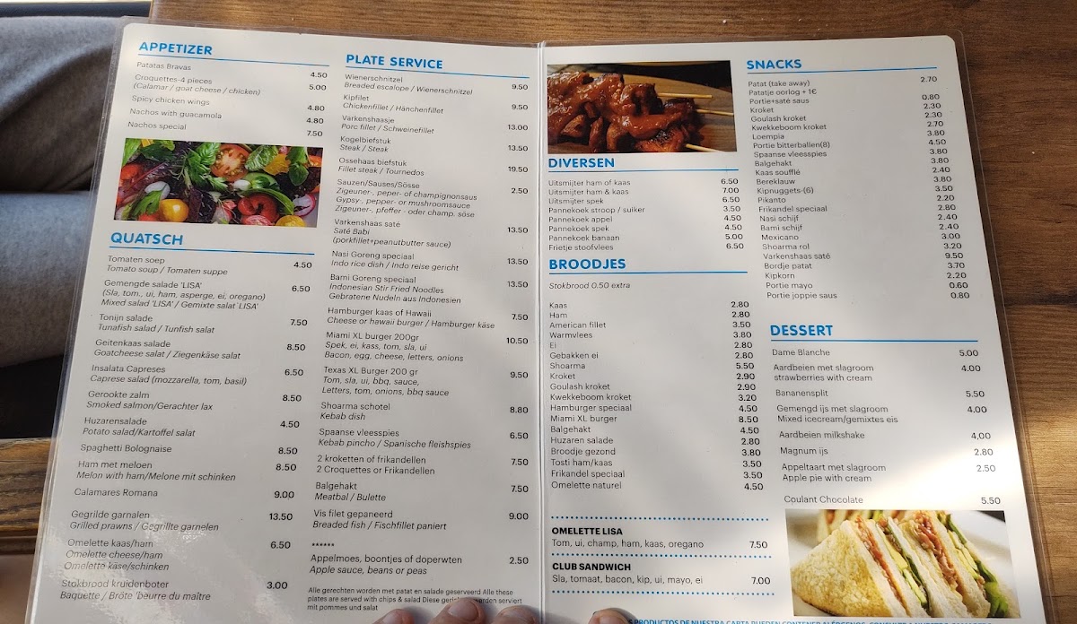 Eetcafe Lisa menu board