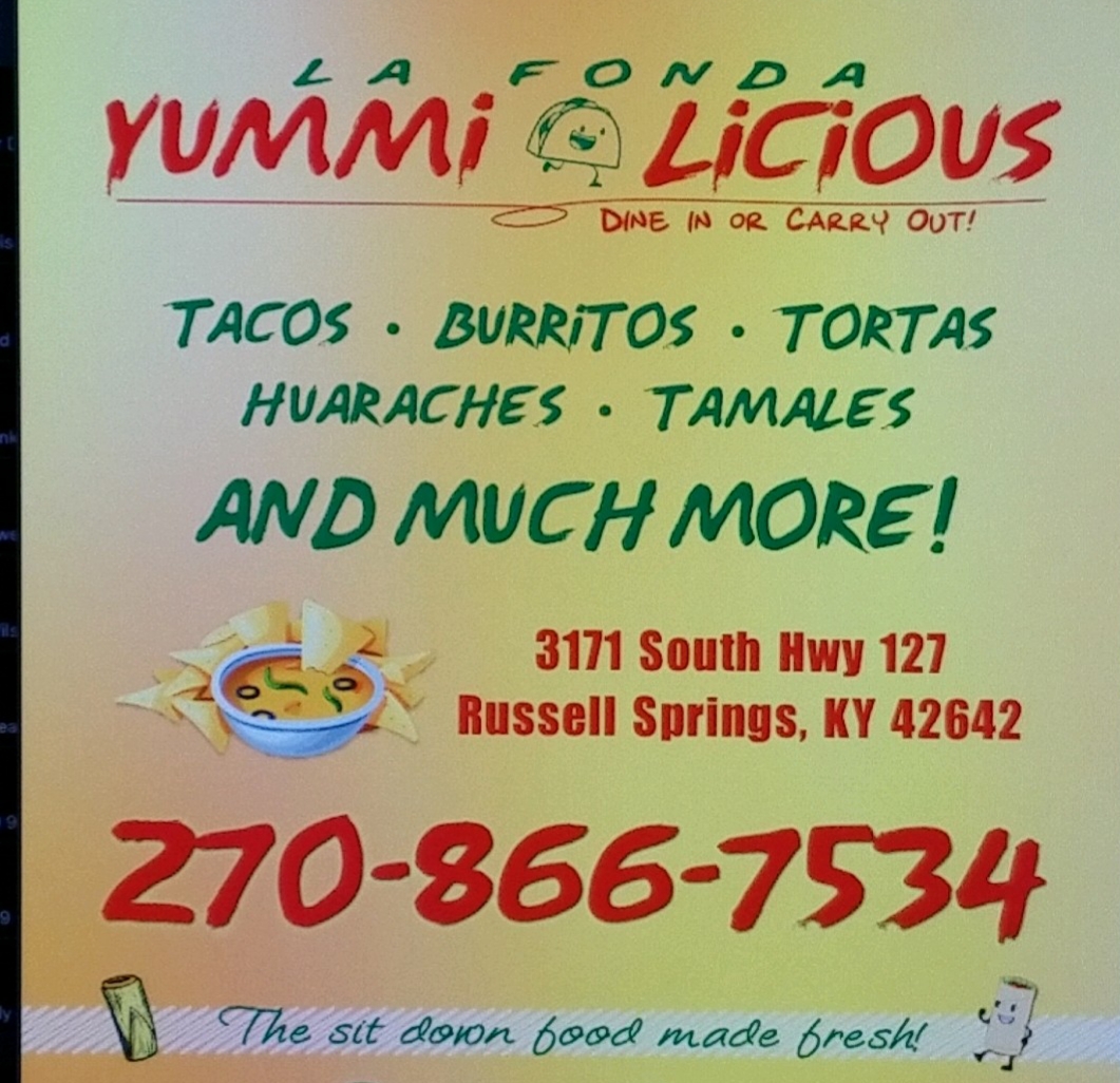 La Fonda Yummilicious Taqueria menu board