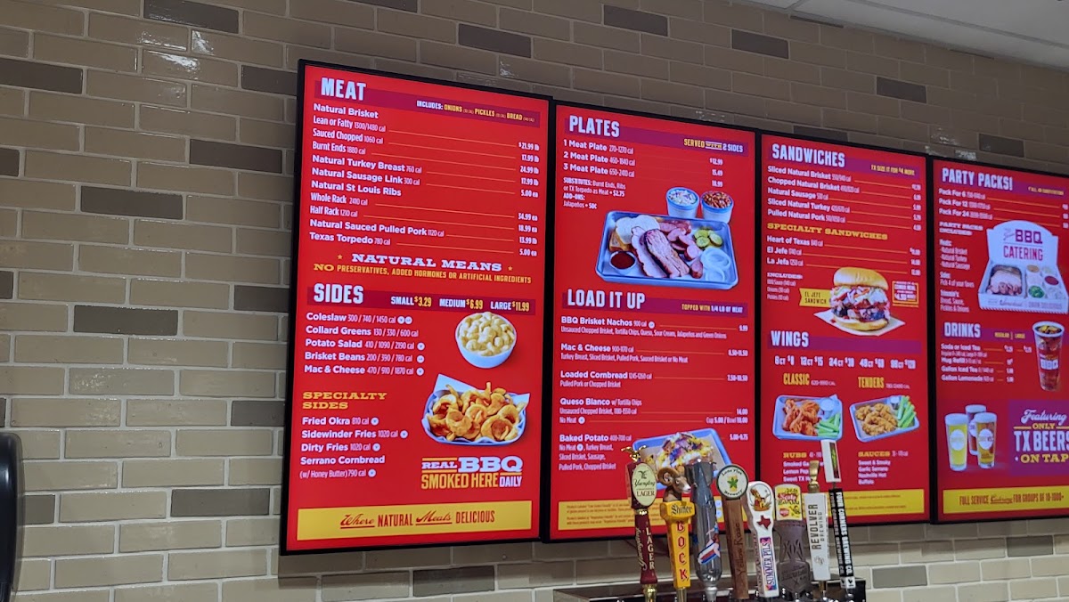 True Texas BBQ menu board
