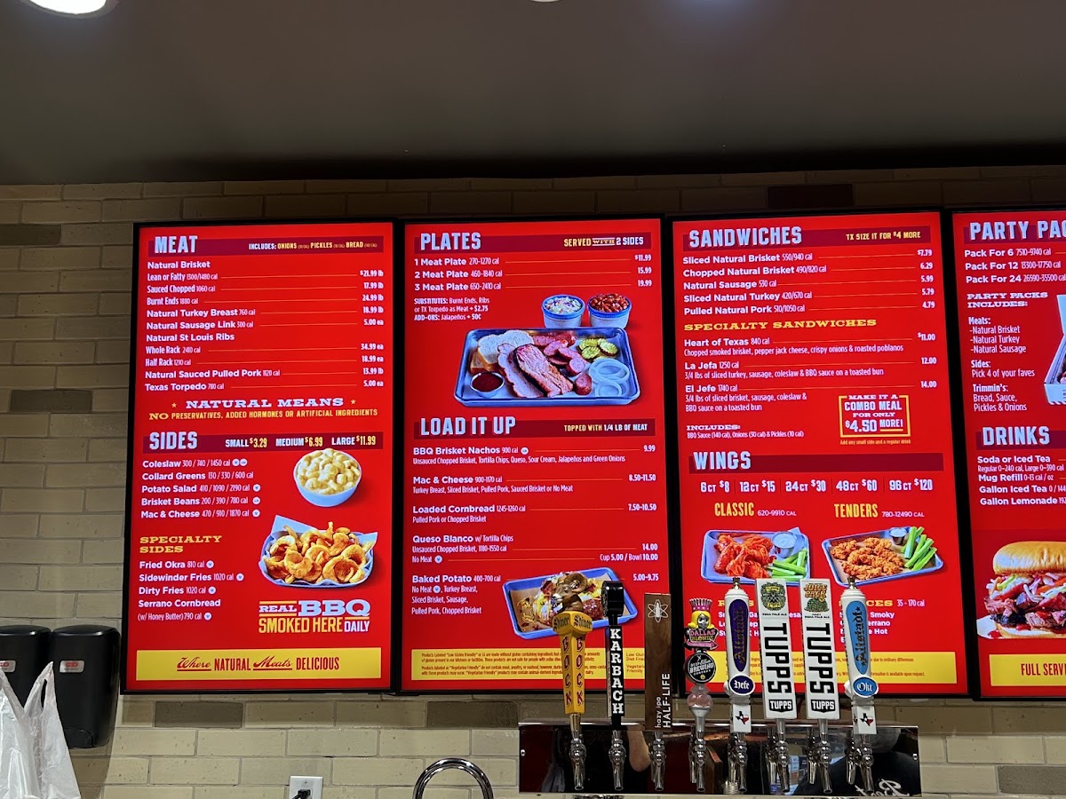 True Texas BBQ menu board
