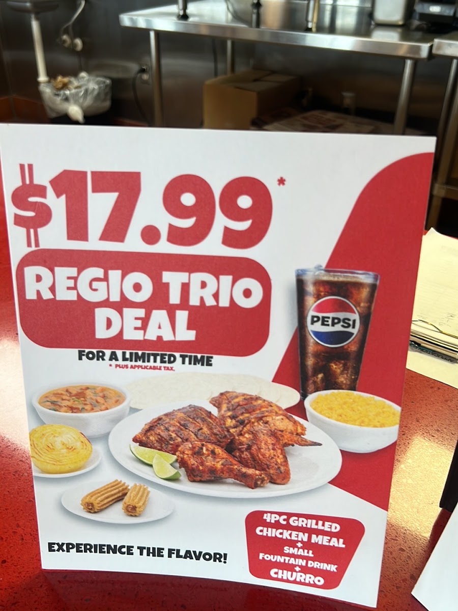 Pollo Regio menu board