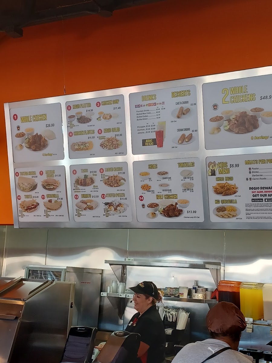 Pollo Regio menu board