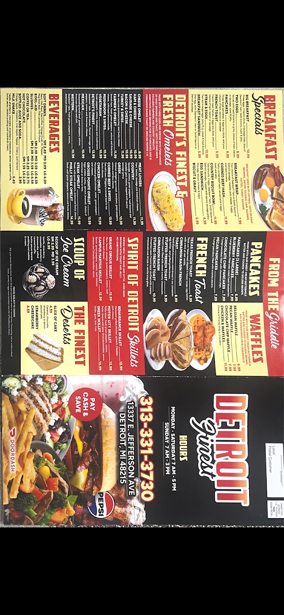 Detroit's Finest III menu board