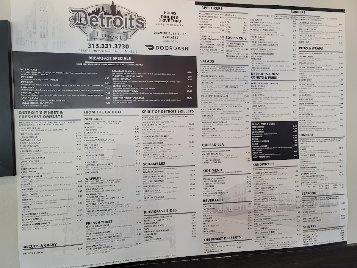 Detroit's Finest III menu board