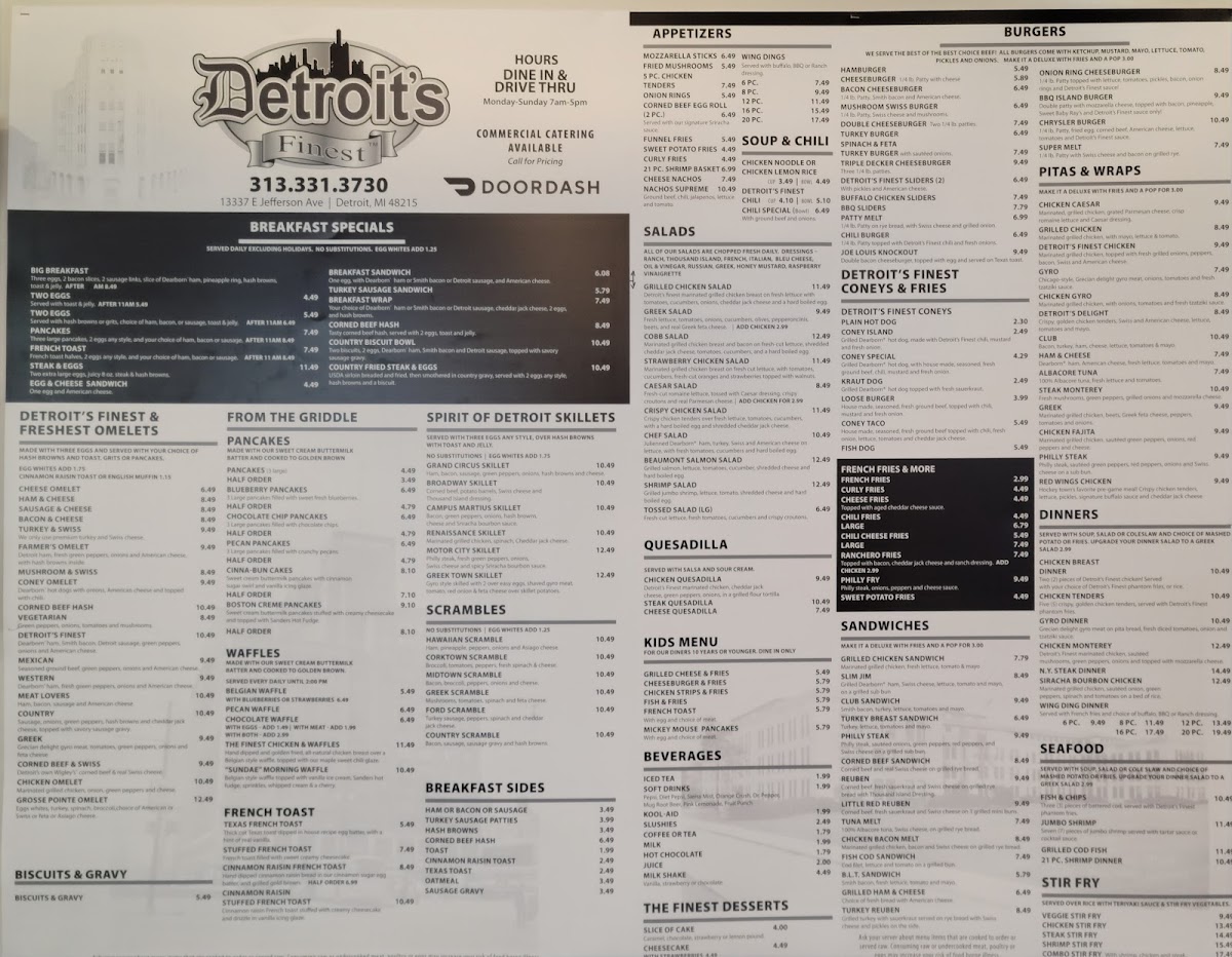 Detroit's Finest III menu board