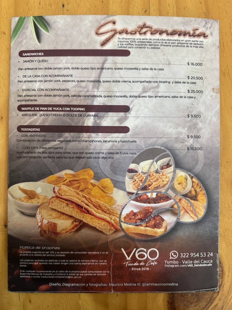 V60 Tienda de Café menu board