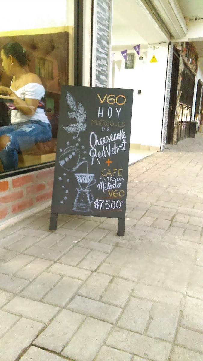 V60 Tienda de Café menu board