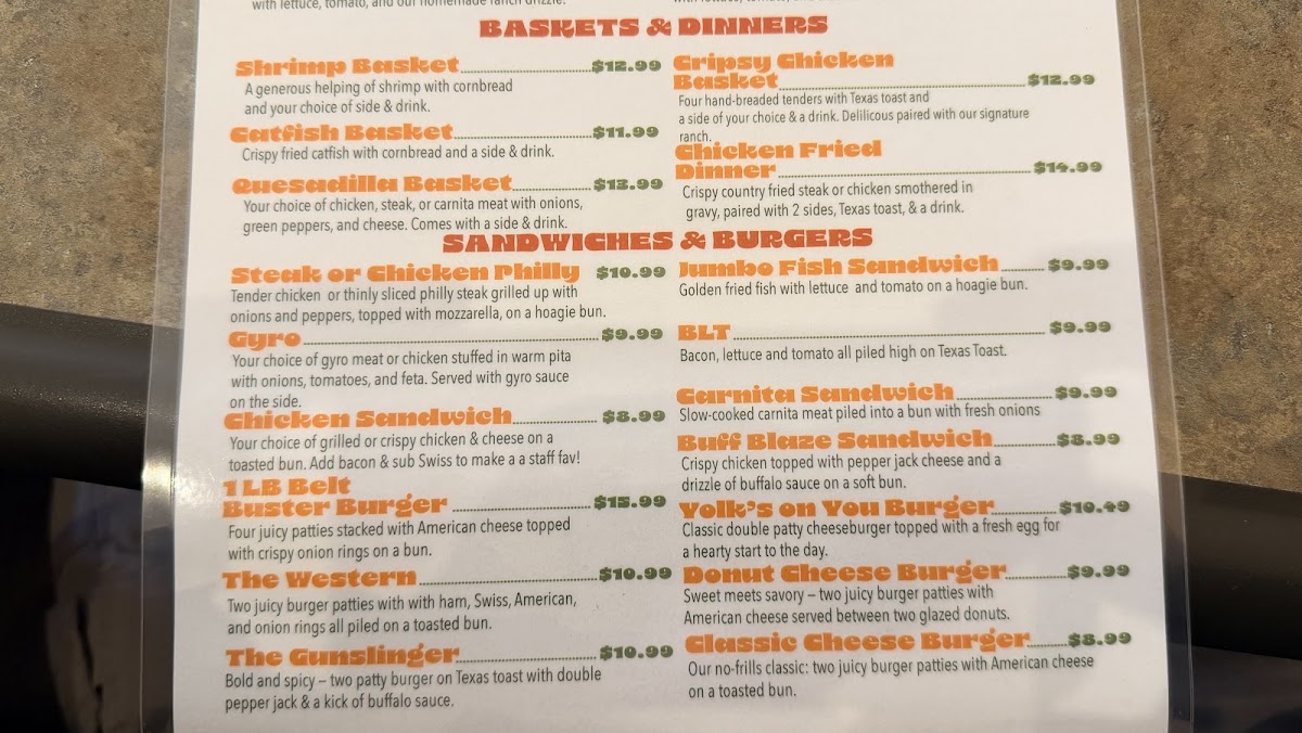 Hungry Tiger menu board