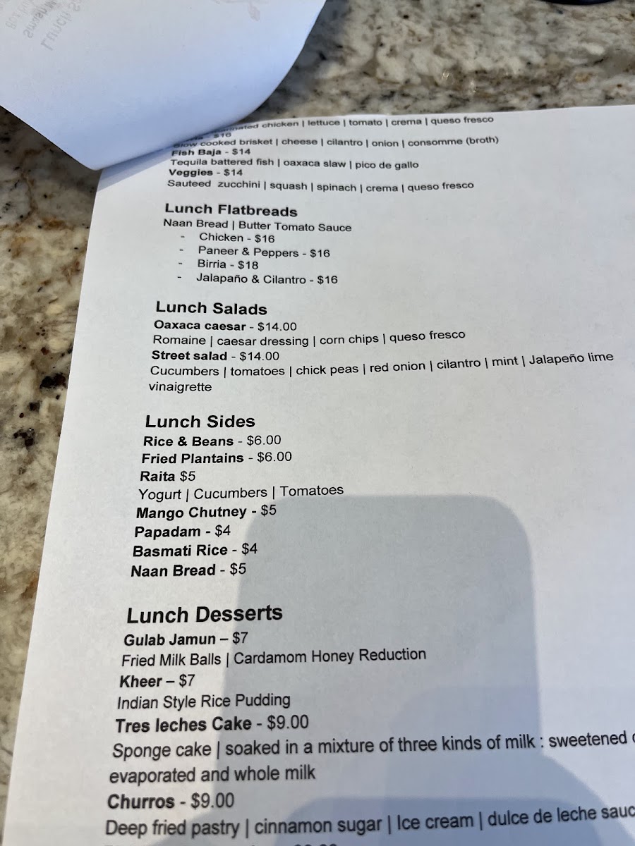 Gourmet United menu board