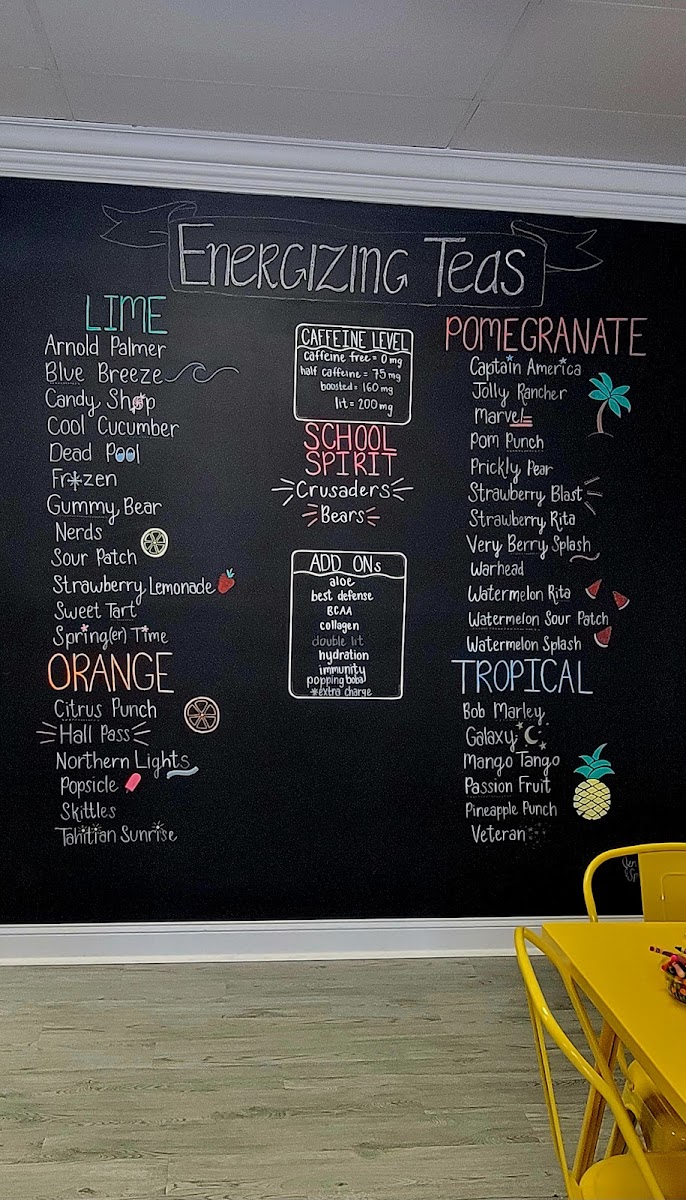 Everlasting Nutrition menu board