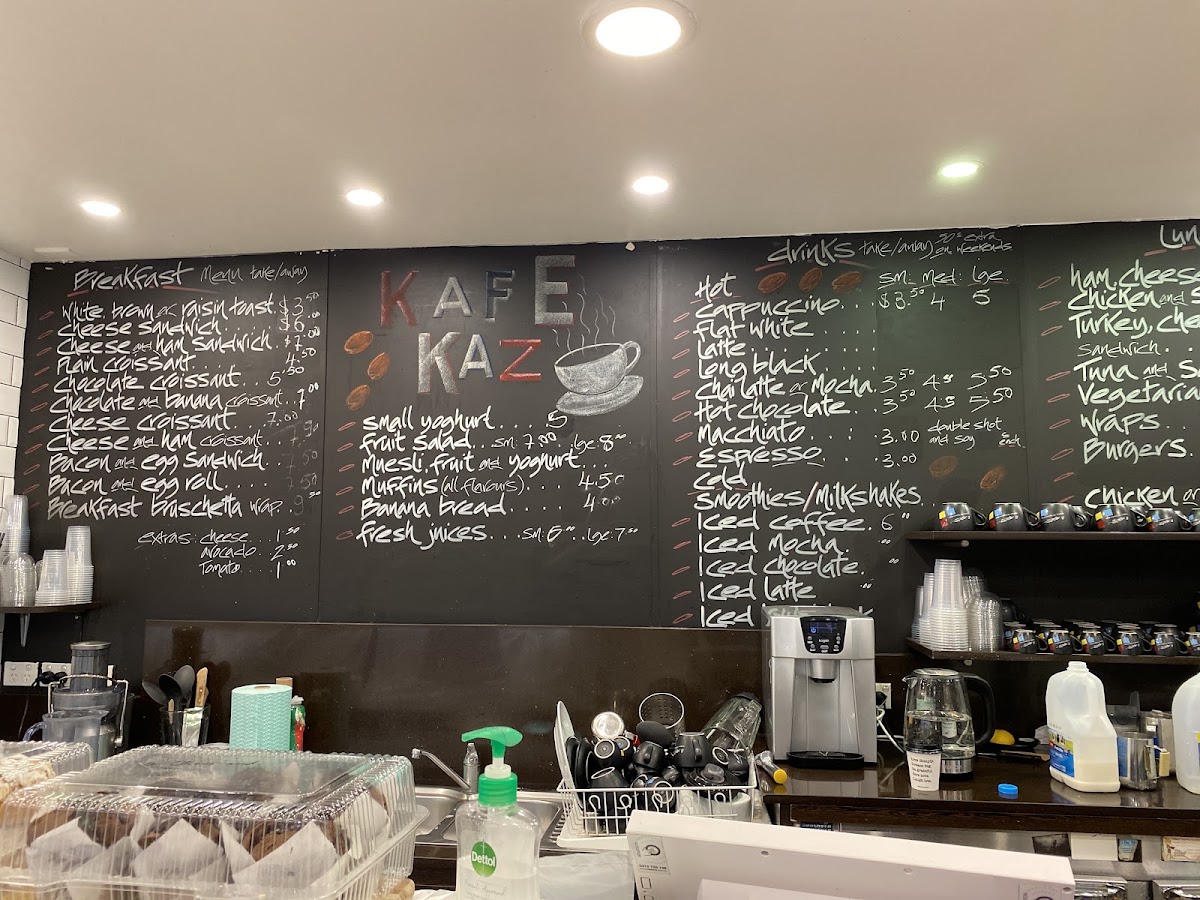Kafe Kaz menu board