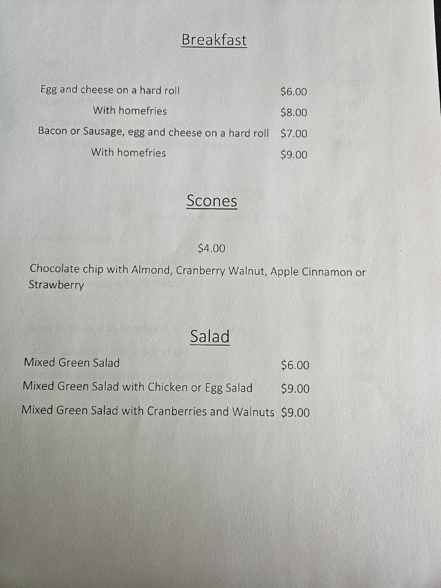 The Tea Room On Main menu board