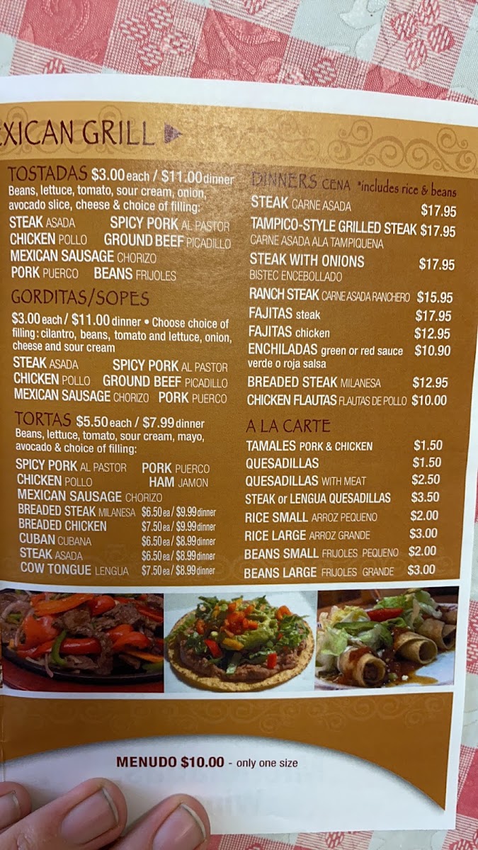 Los Amigos Authentic Mexican Grill menu board