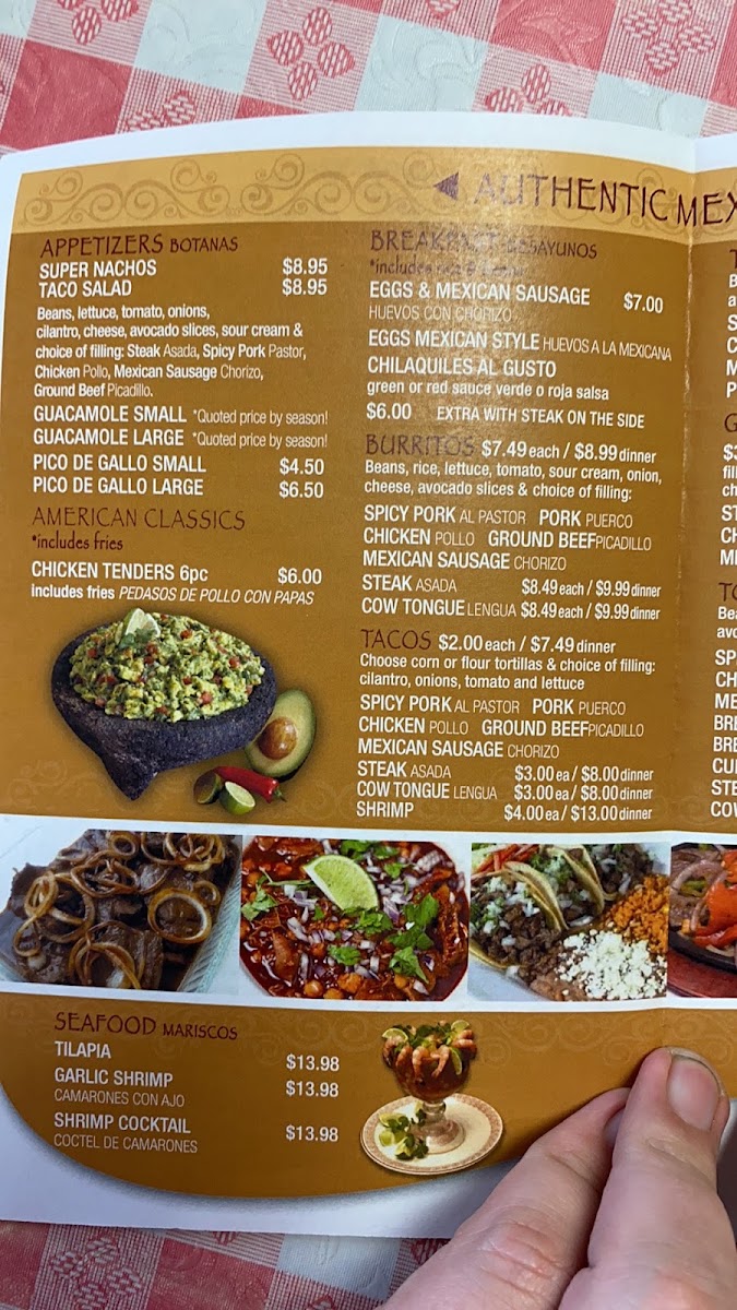 Los Amigos Authentic Mexican Grill menu board