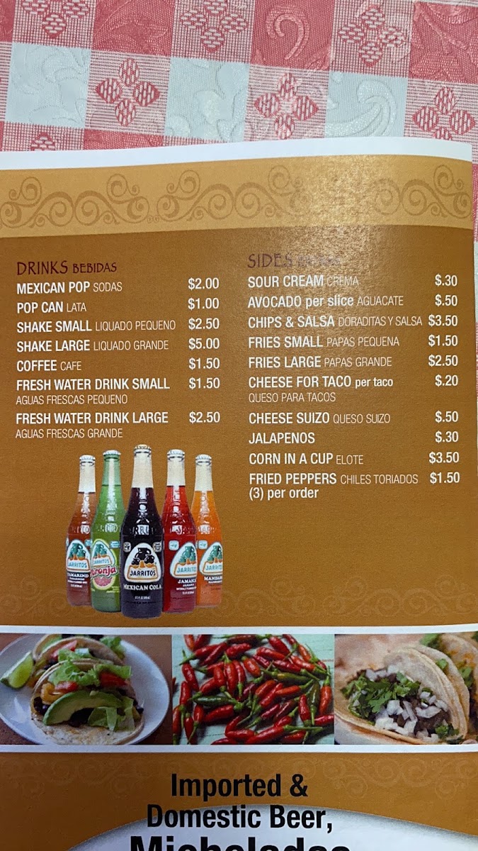Los Amigos Authentic Mexican Grill menu board