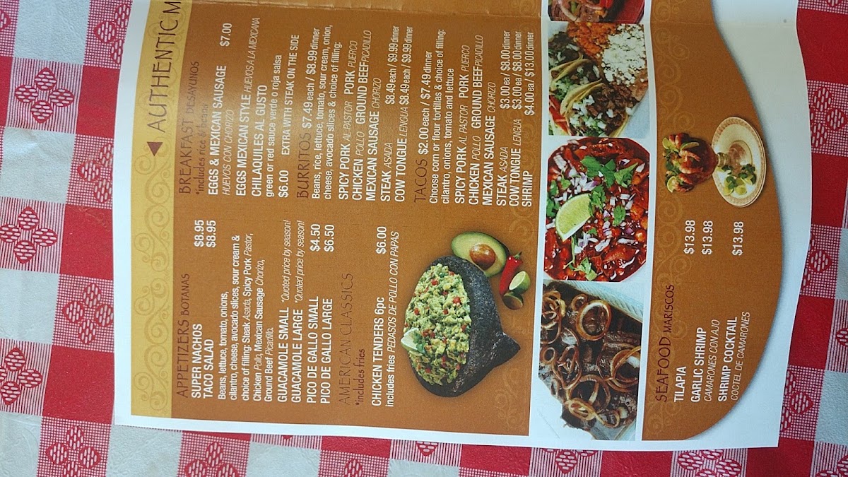 Los Amigos Authentic Mexican Grill menu board