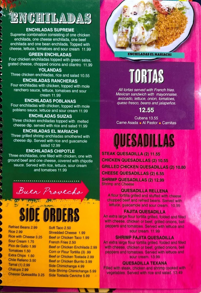 El Mariachi Williamston menu board