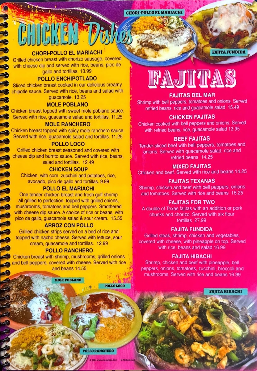 El Mariachi Williamston menu board