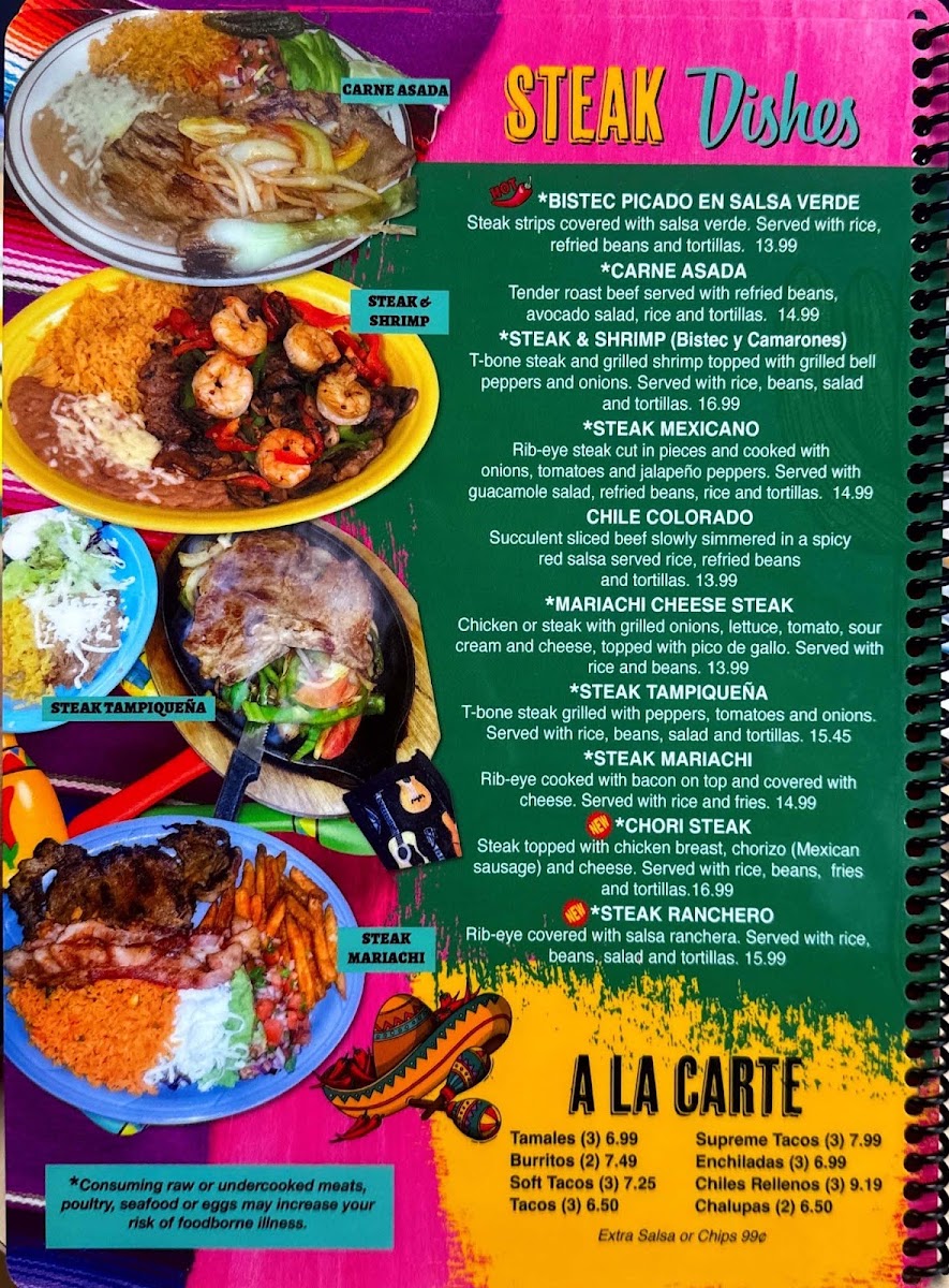 El Mariachi Williamston menu board