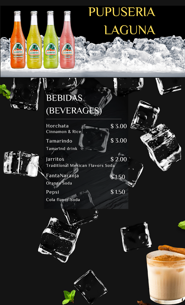Pupuseria Laguna menu board