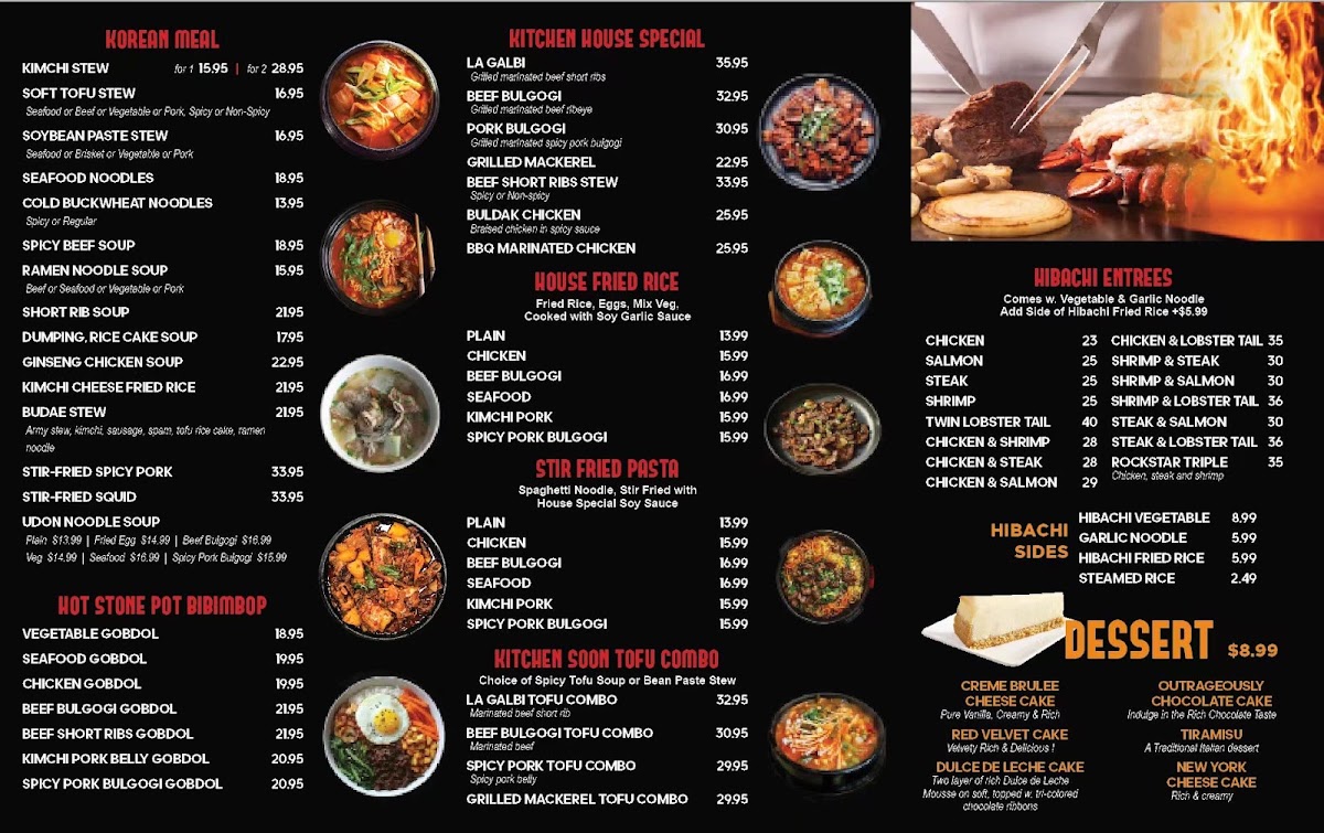 Rockstar Korean bbq & Chicken menu board