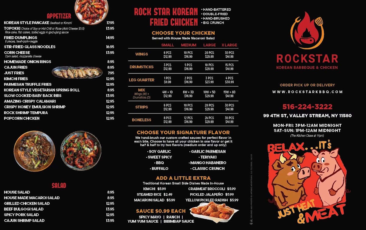 Rockstar Korean bbq & Chicken menu board