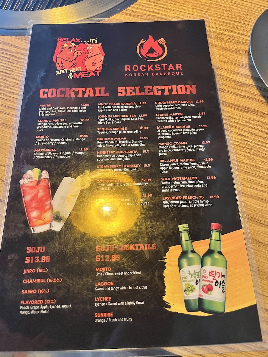 Rockstar Korean bbq & Chicken menu board