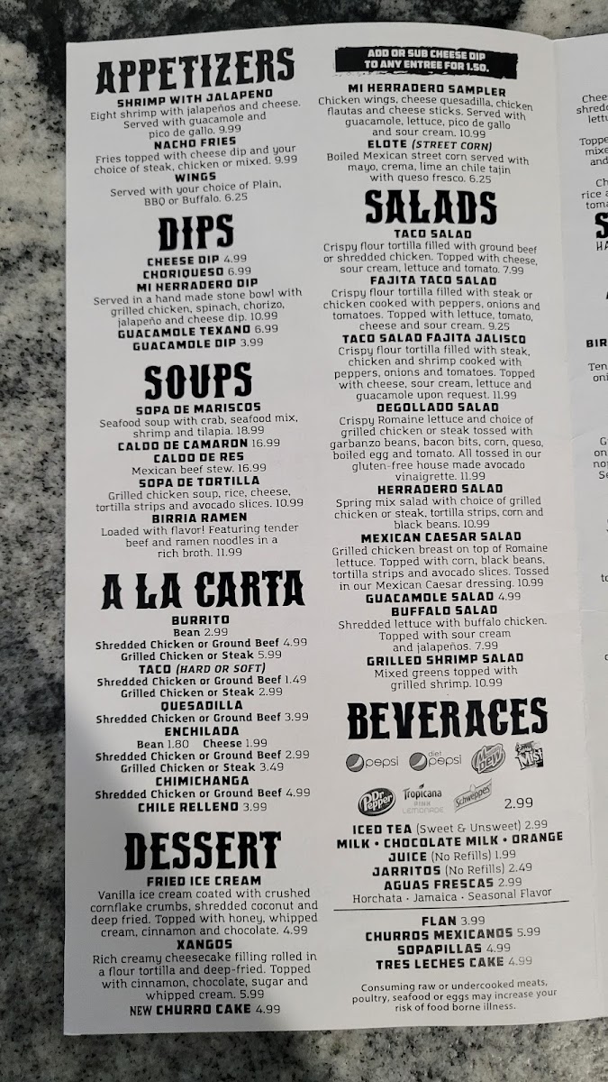 Mi Herradero menu board