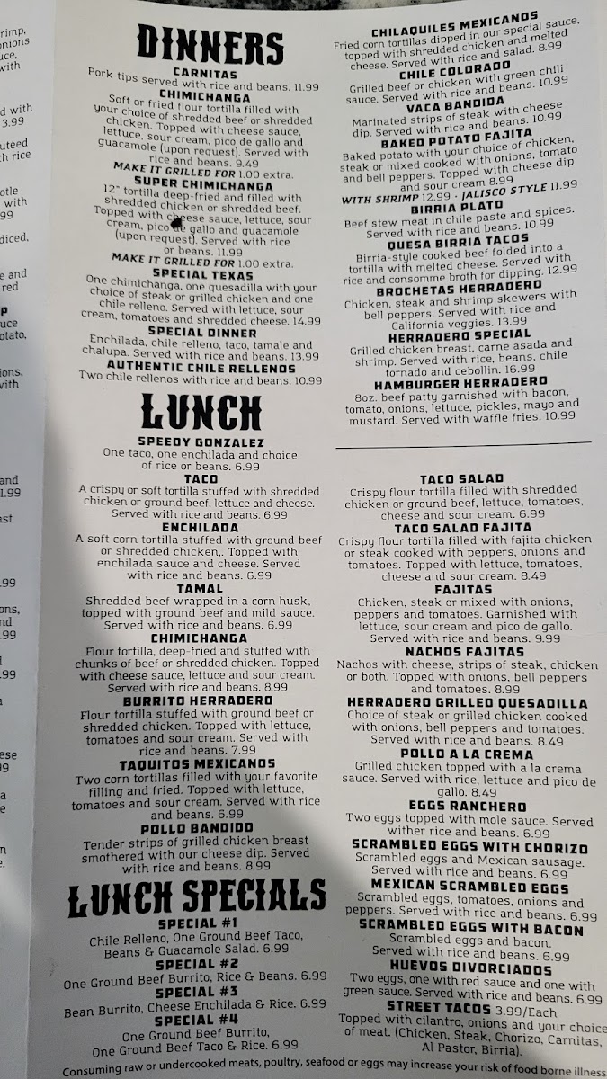 Mi Herradero menu board