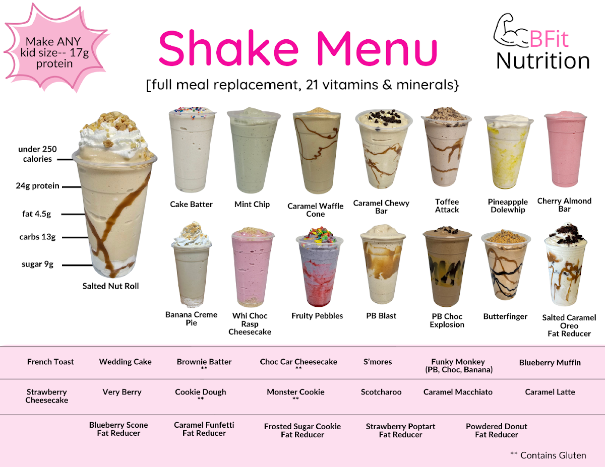 BFit Nutrition menu board