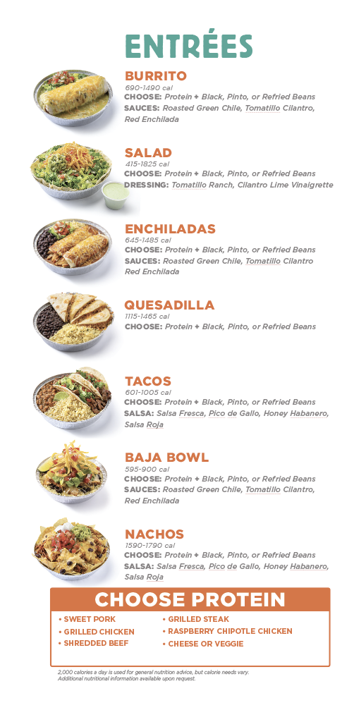 Costa Vida Fresh Mexican Grill menu board