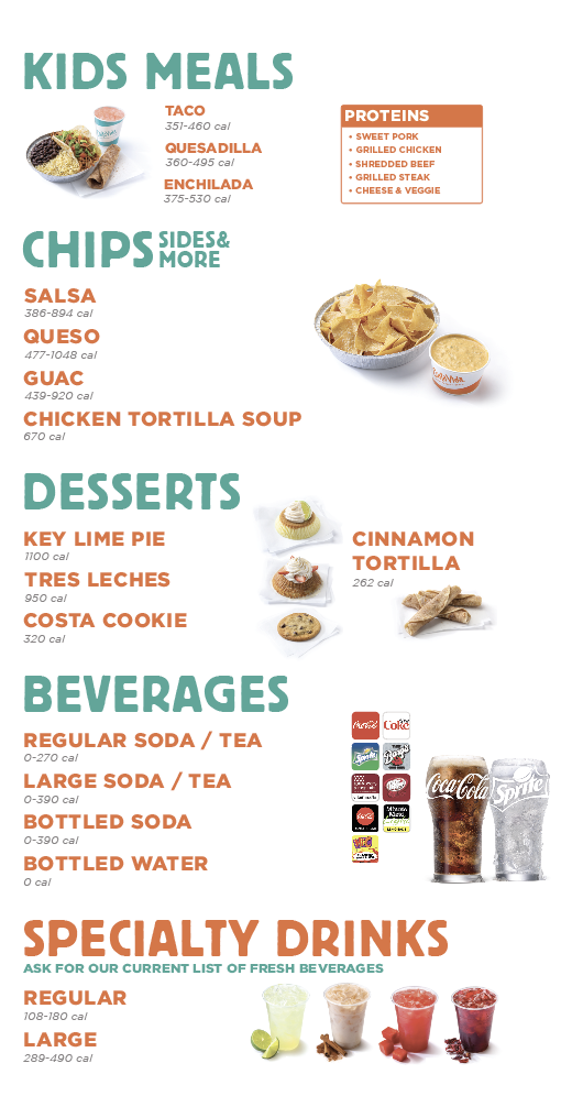Costa Vida Fresh Mexican Grill menu board