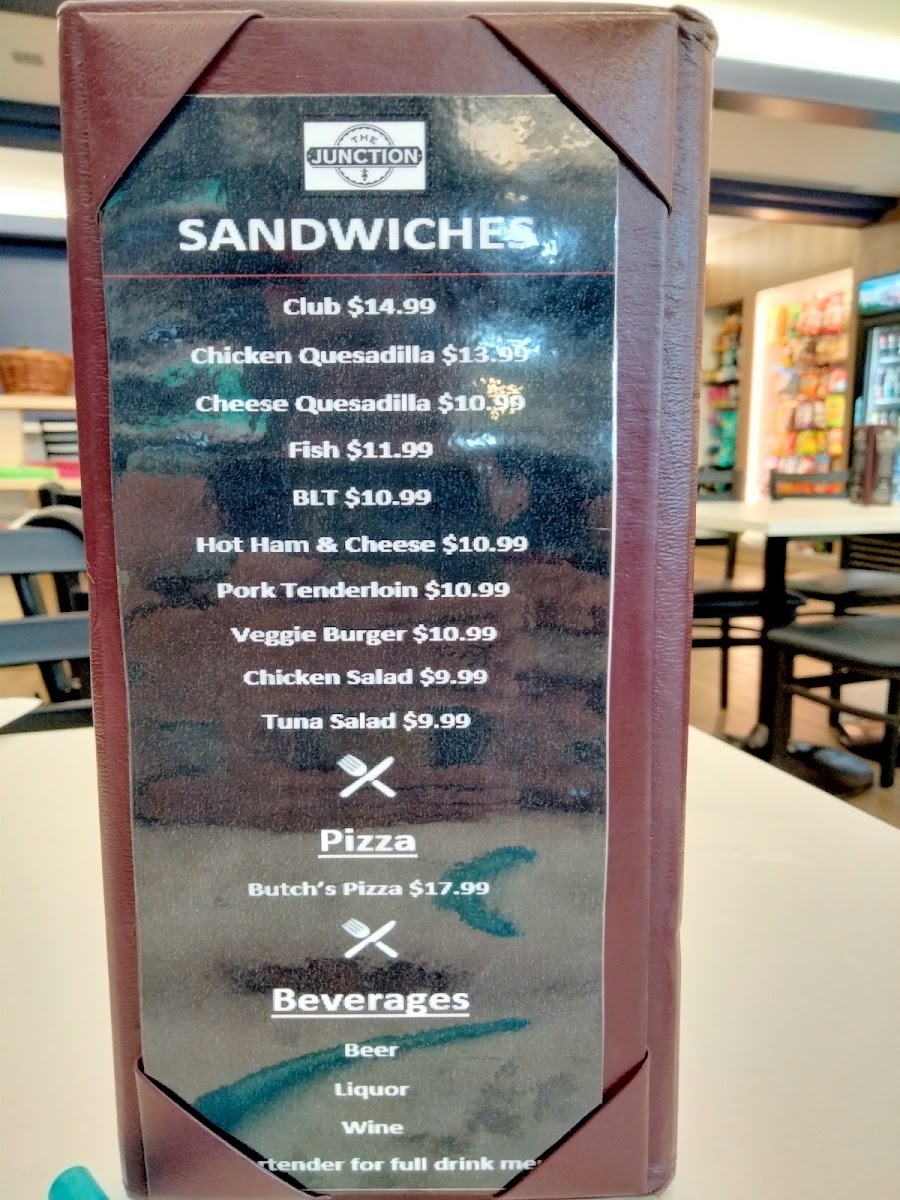 The Junction Café and Bar menu board