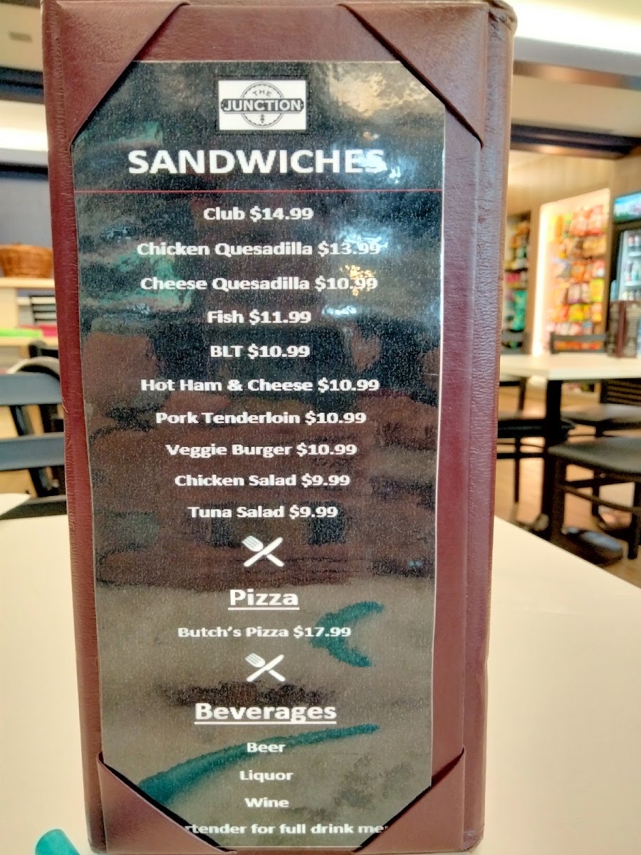 The Junction Café and Bar menu board