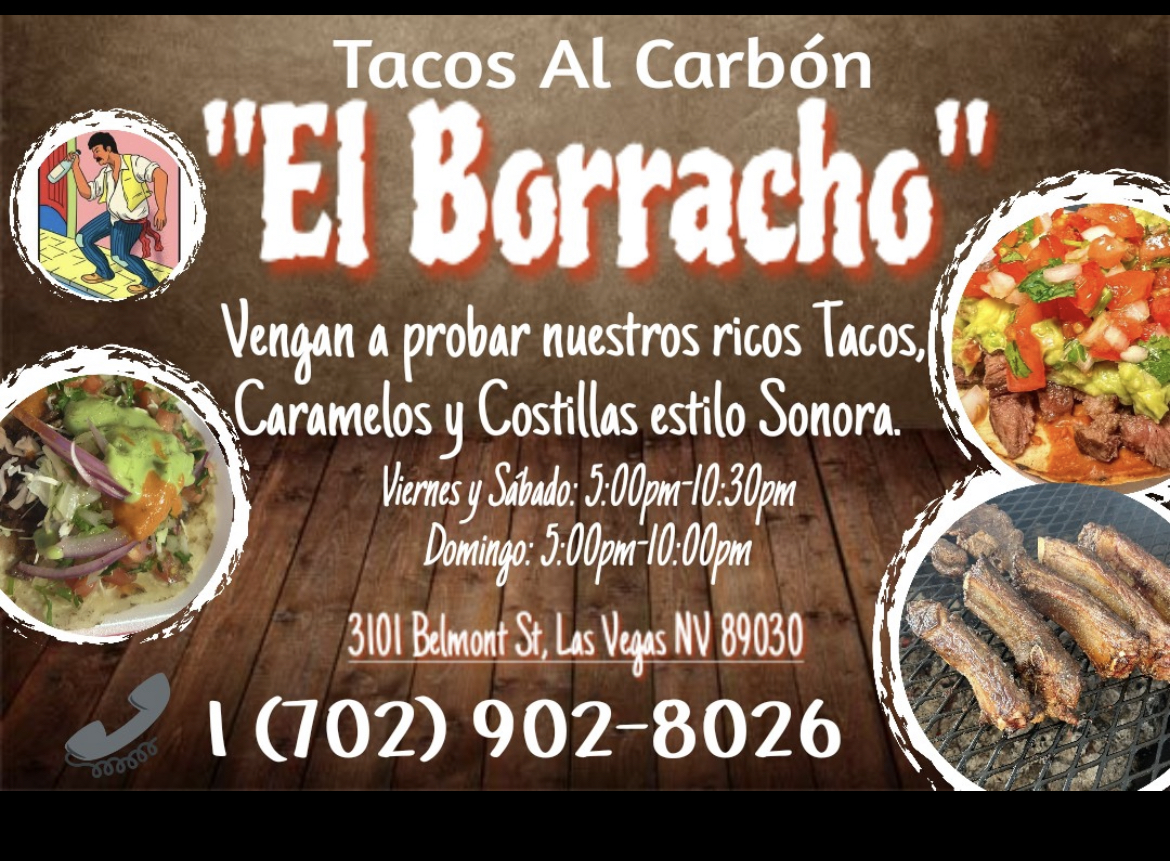 Tacos el Borracho menu board