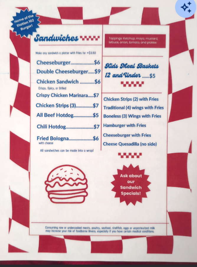 American Legion menu board