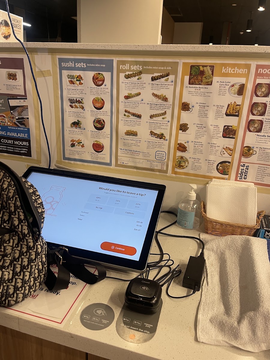 Tensuke Sushi Catering menu board
